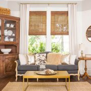 living room with neutral farmhouse style