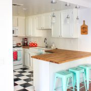 Repaint kitchen cabinets to white with farmhouse style