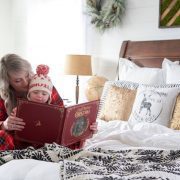 Mom and son read classic Christmas storybook