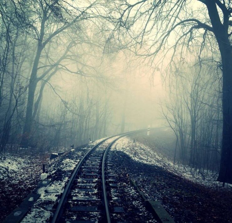 Another one of our spooky spots to visit, a dark railroad at night