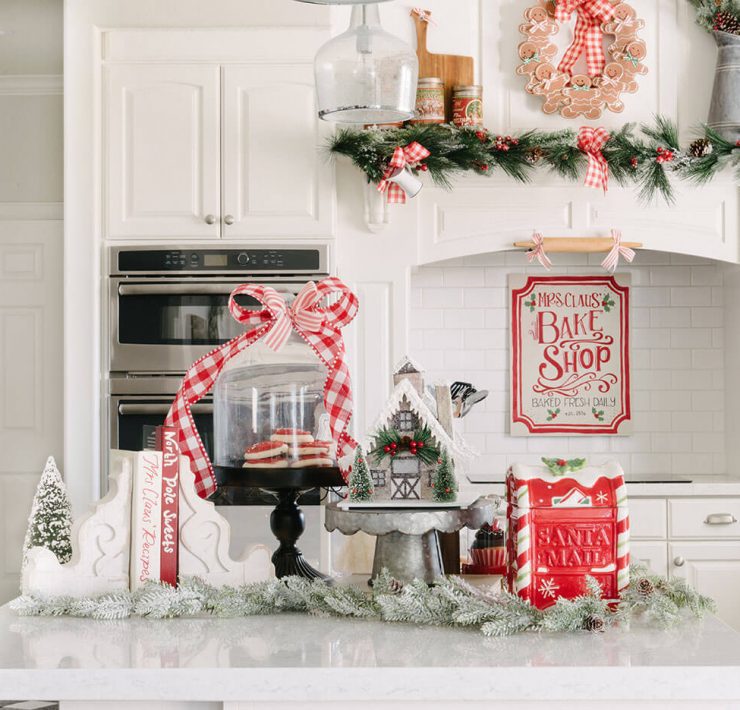 Christmas traditions countertop with Christmas decor