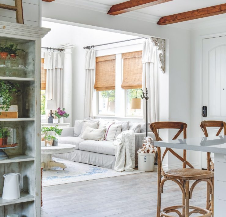 Dining room to living room view of a farmhouse