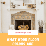 Wood floor around a white fireplace and antique tile