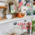 Hosting tips for 4th of July side table with American flags