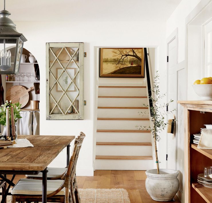Dining room with vintage artwork