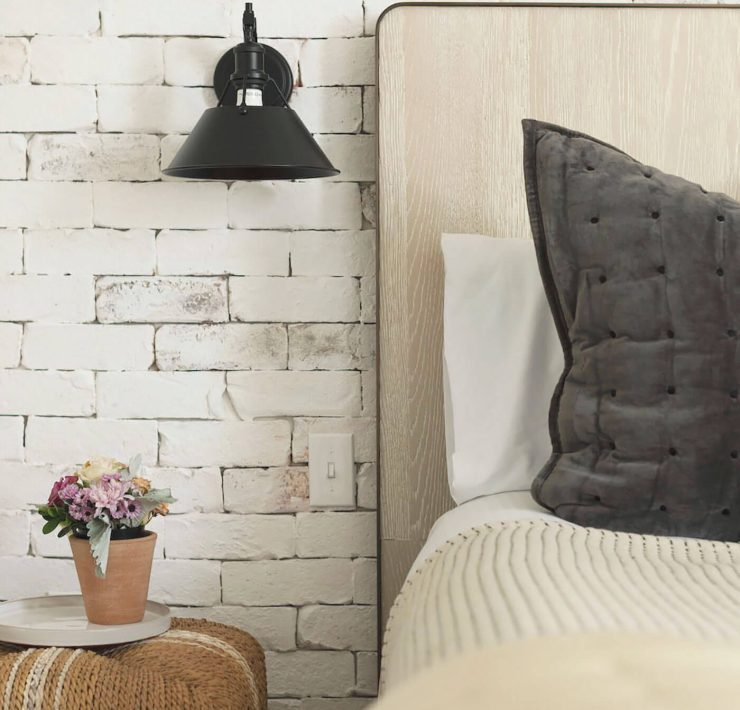 Bedroom with Cherokee Brick accent wall