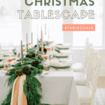 Christmas tablescape with garland as centerpiece