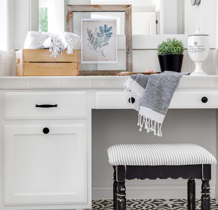 black and white patterned floor