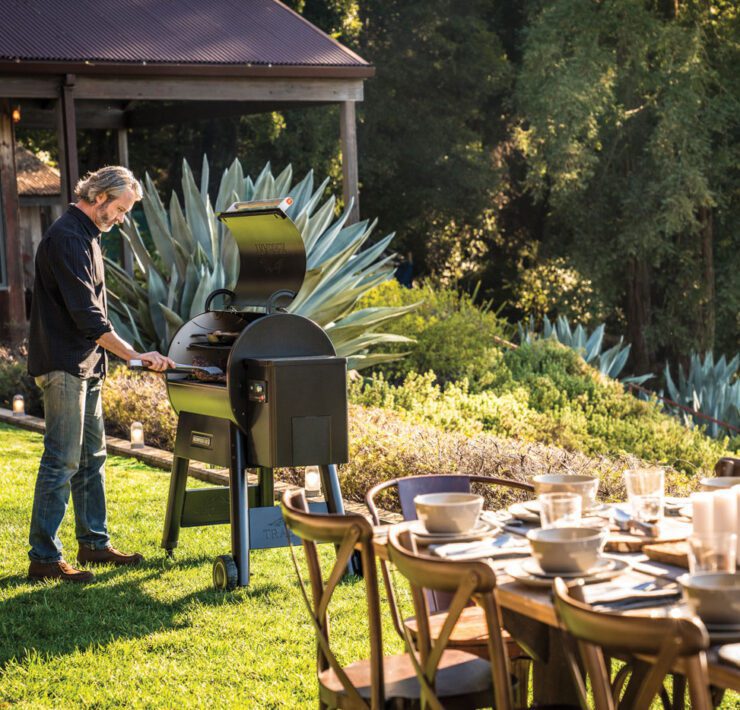 grilling in backyard