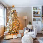 Gold and white Christmas tree for where to put your christmas tree